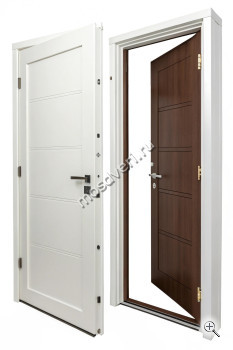 Белая входная дверь в квартиру бело-коричневая БДД-017 - купить от производителя Мосдвери Белая входная дверь в квартиру бело-коричневая БДД-017